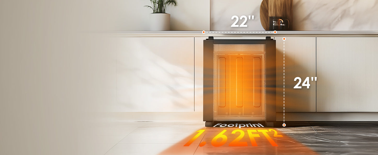 Ecotronic 1500W Quiet Mica Panel Heater with Adjustable Thermostat, 12H Timer, Remote, Eco Mode, Child Lock for Indoor Use