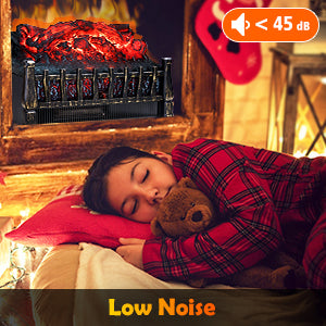 Electric Fireplace Log Set Heater, 21 Inch, with Remote Control, 8H Timer, Realistic Flame,Black, New