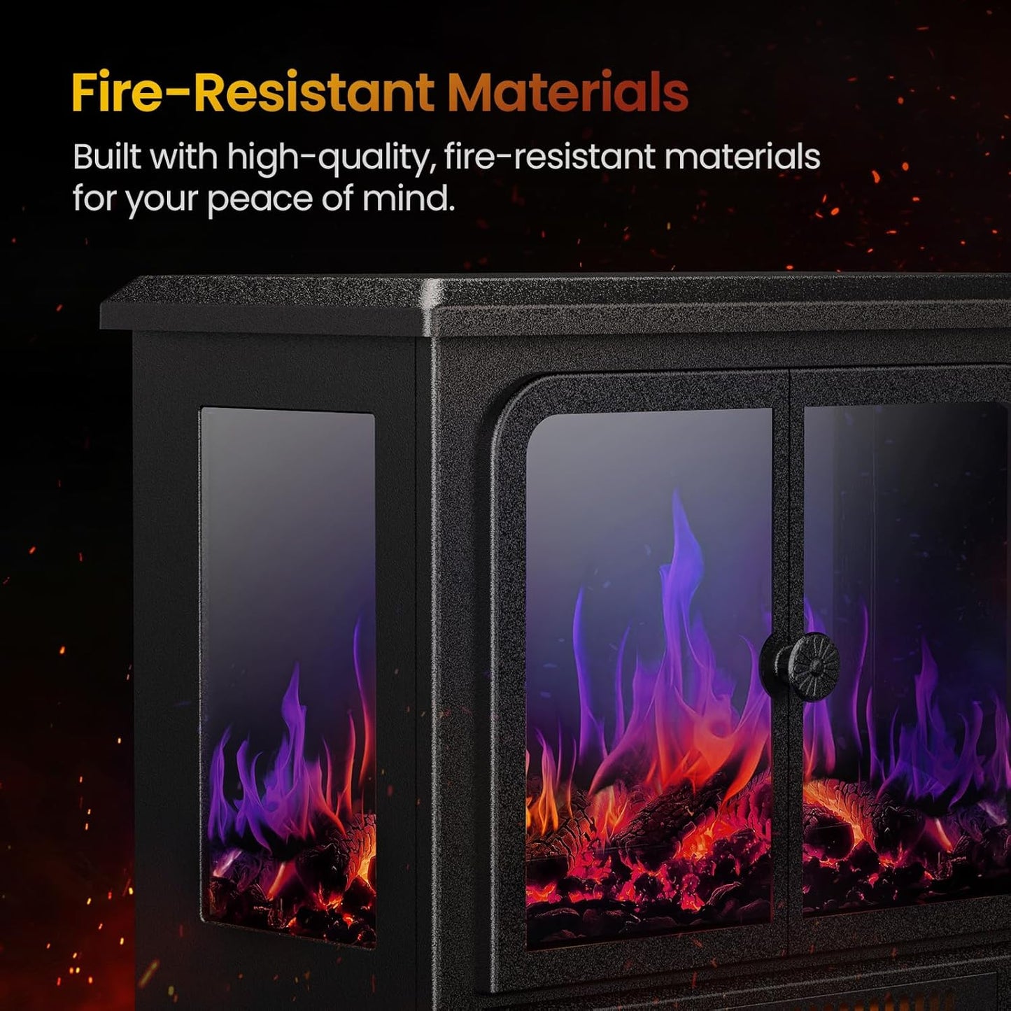 Ecotronic Electric 18.9in FreeStanding Fireplace Heater with 3D Flame, 750W/1500W Indoor Spverheating Protection for Living Room, Bedroom