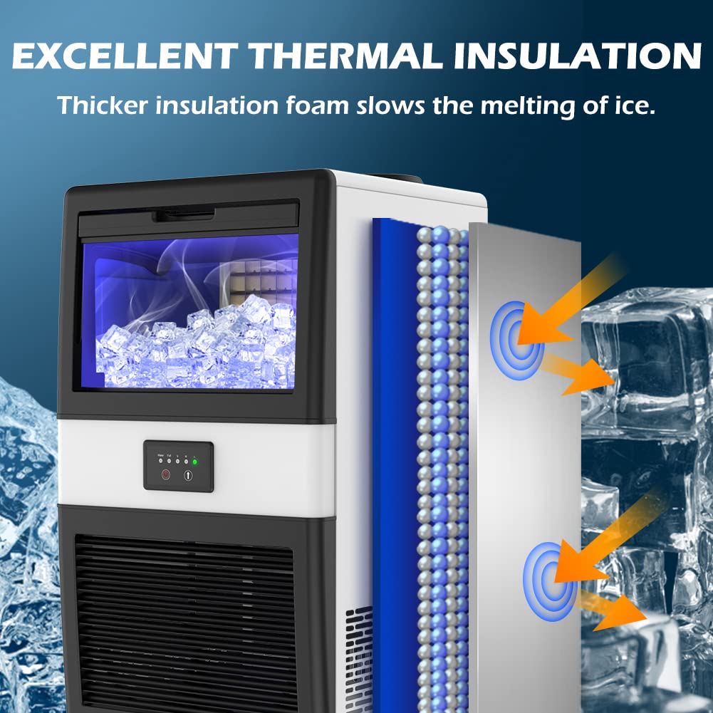 Ecotronic Commercial Ice Maker, 70LBS/24H Under Counter Ice Maker with 10LBS Ice Bin, 32 Ice Cubes/Cycle, 2 Water Inlet Modes, Self Clean, ETL & FDA, Ideal for Bar, Office, Coffee Shop