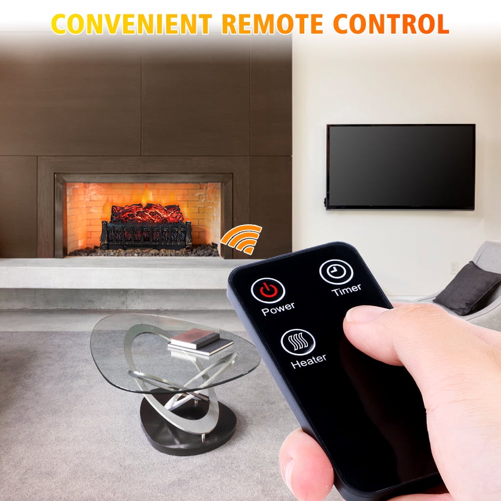 1500W Electric Insert Fireplace Heater, 23" Log Set with Remote Control, Realistic Flame for Indoor use