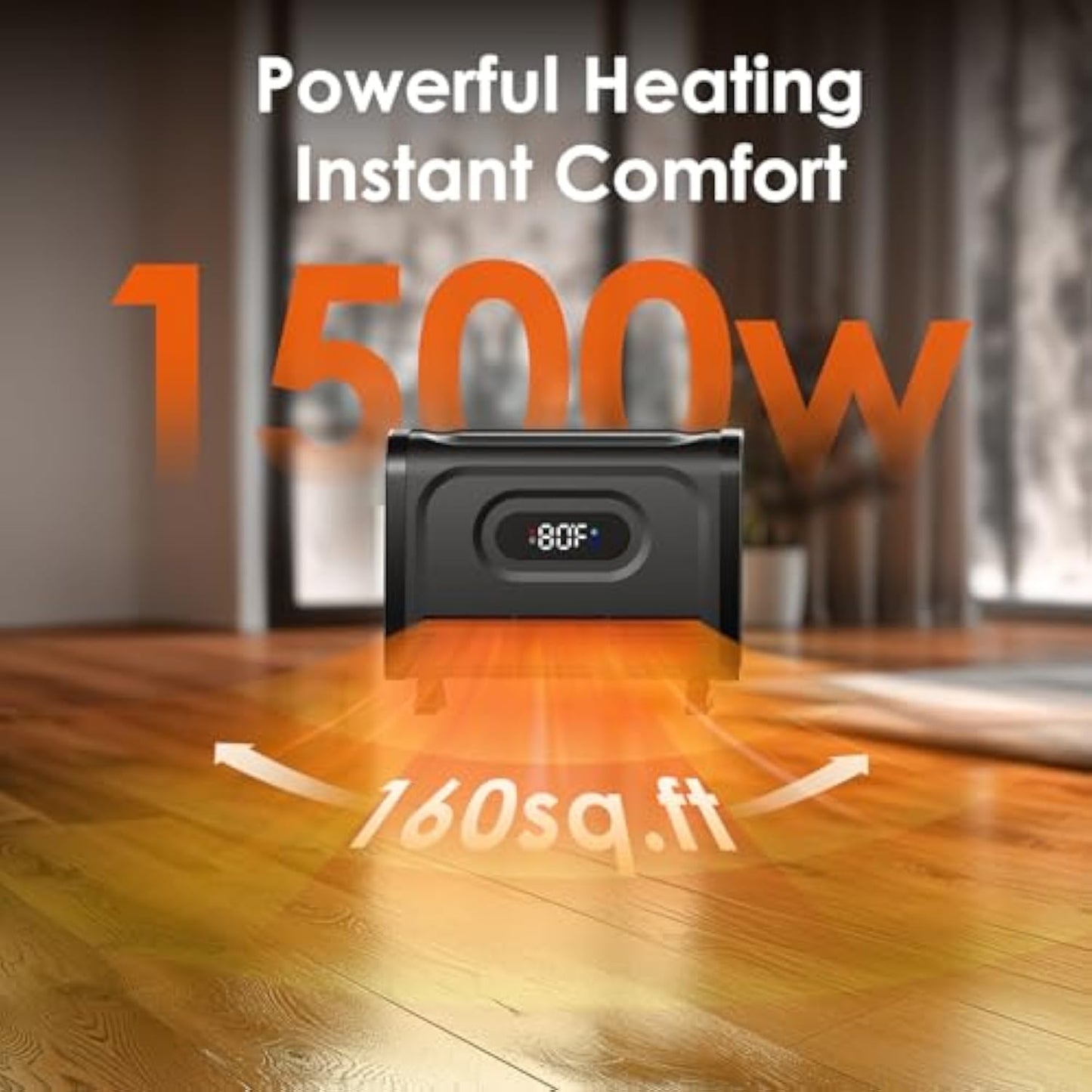 1500W Wall Mounted Infrared Space Heater with Attachable Feet,Adjustable Thermostat, Remote, 12 Timer, Safety Child Lock for Indoor Use, Black