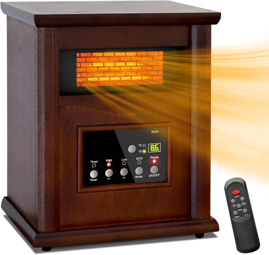 1500W Infrared Quartz Cabinet Heater with Remote & 12H Timer