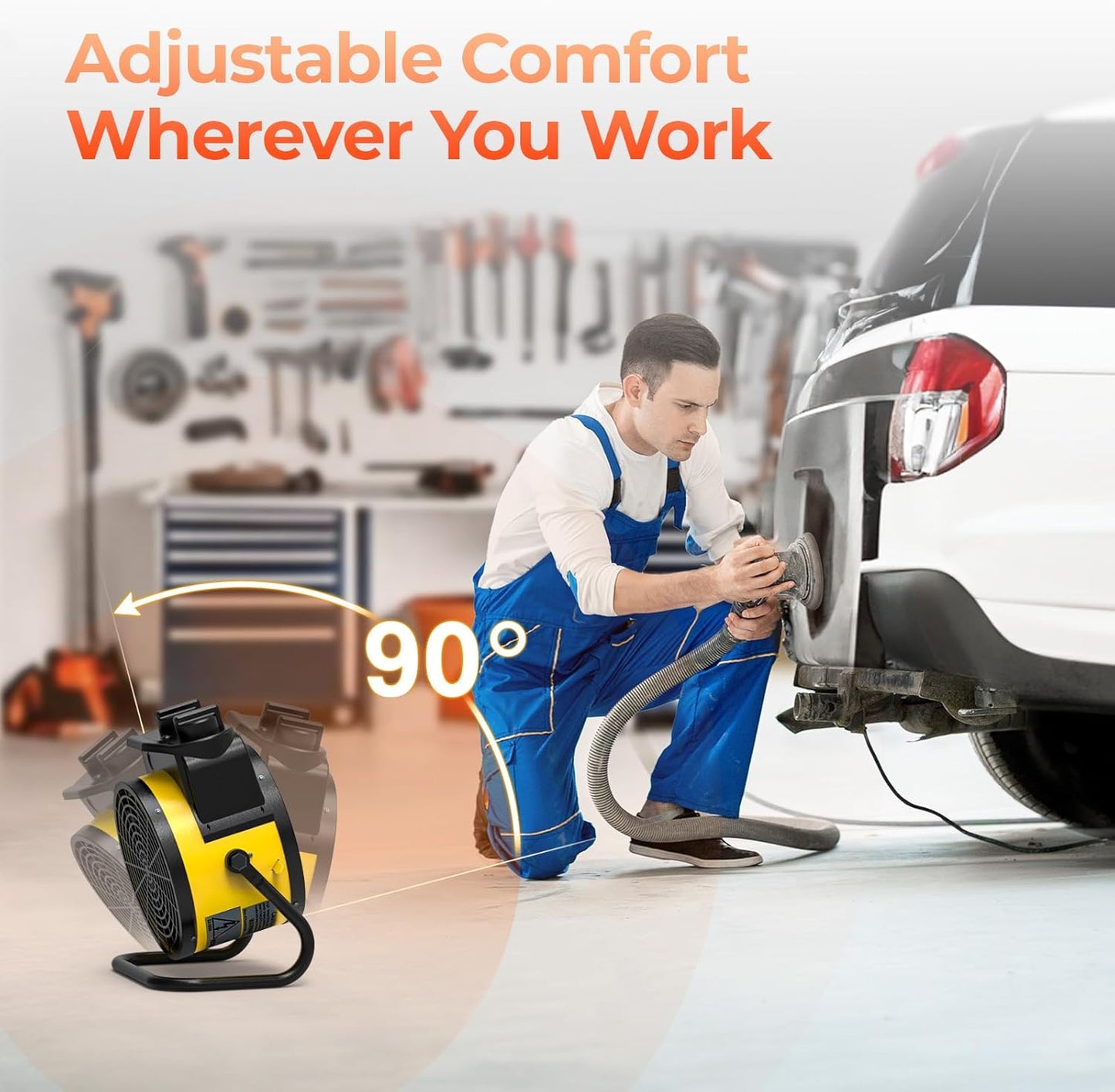 Greenhouse Heater with Thermostat, 1500W Indoor/Outdoor Space Heater with 3 Modes, 3s PTC Fast Heat, Overheat Protection, 90° Tilt Rotation, Portable Garage Heater for Patio, Tent and Indoor Use