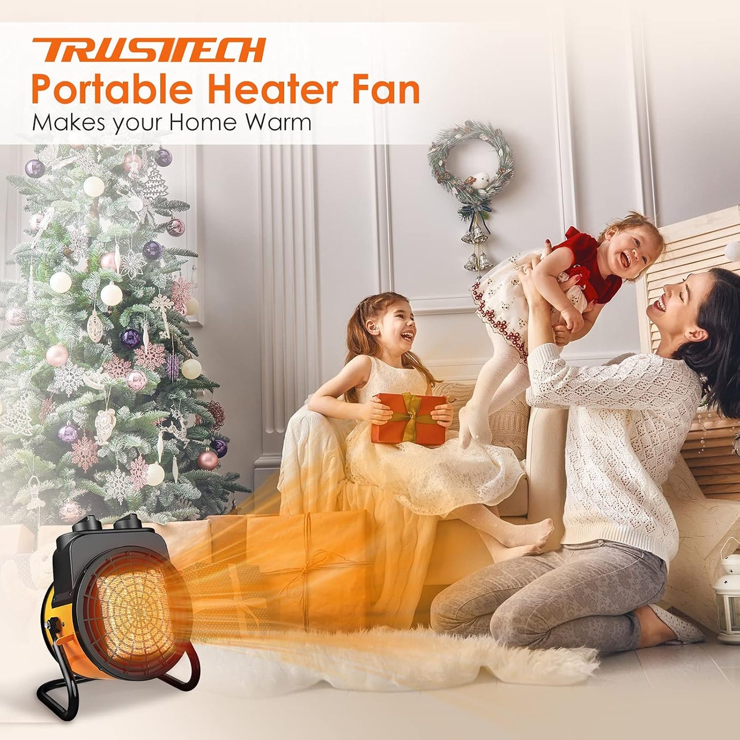 Greenhouse Heater with Thermostat, 1500W Indoor/Outdoor Space Heater with 3 Modes, 3s PTC Fast Heat, Overheat Protection, 90° Tilt Rotation, Portable Garage Heater for Patio, Tent and Indoor Use
