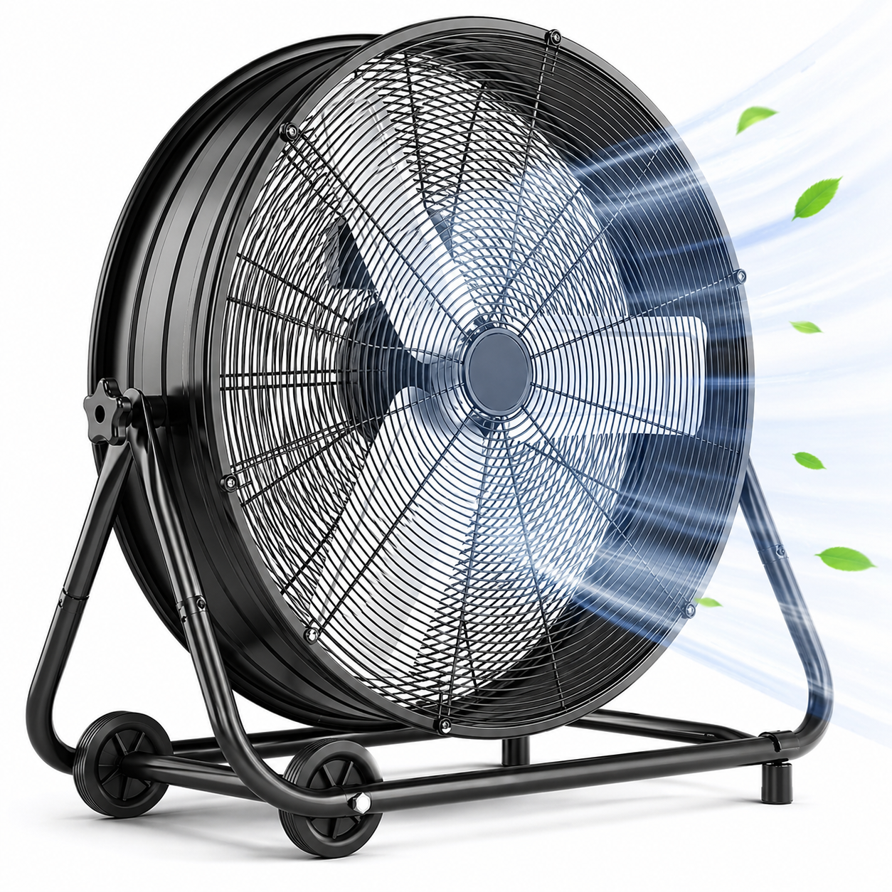 36" Industrial Drum Fan, 21800 Cfm High Velocity Floor Fan with 3 Speeds, 360° Tilt, Heavy Duty Metal, Portable with Wheels & Handle for Warehouse, Garage, Workshop, Patio