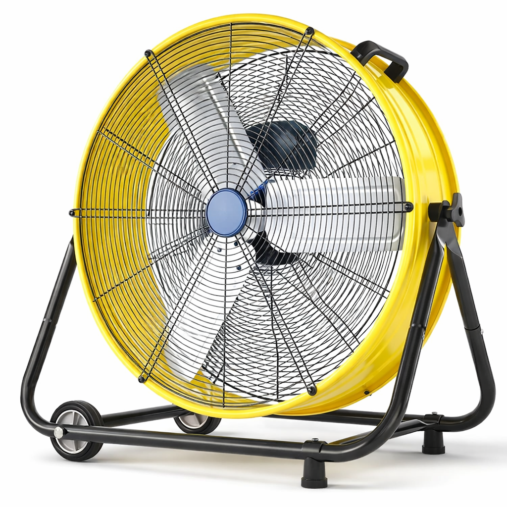 30 in Industrial Drum Fan, 14000 CFM High Velocity Heavy Duty Metal Floor Fan with 3 Speeds, 360° Tilt, Wheels & Handle for Warehouse, Garage, Workshop & Patio