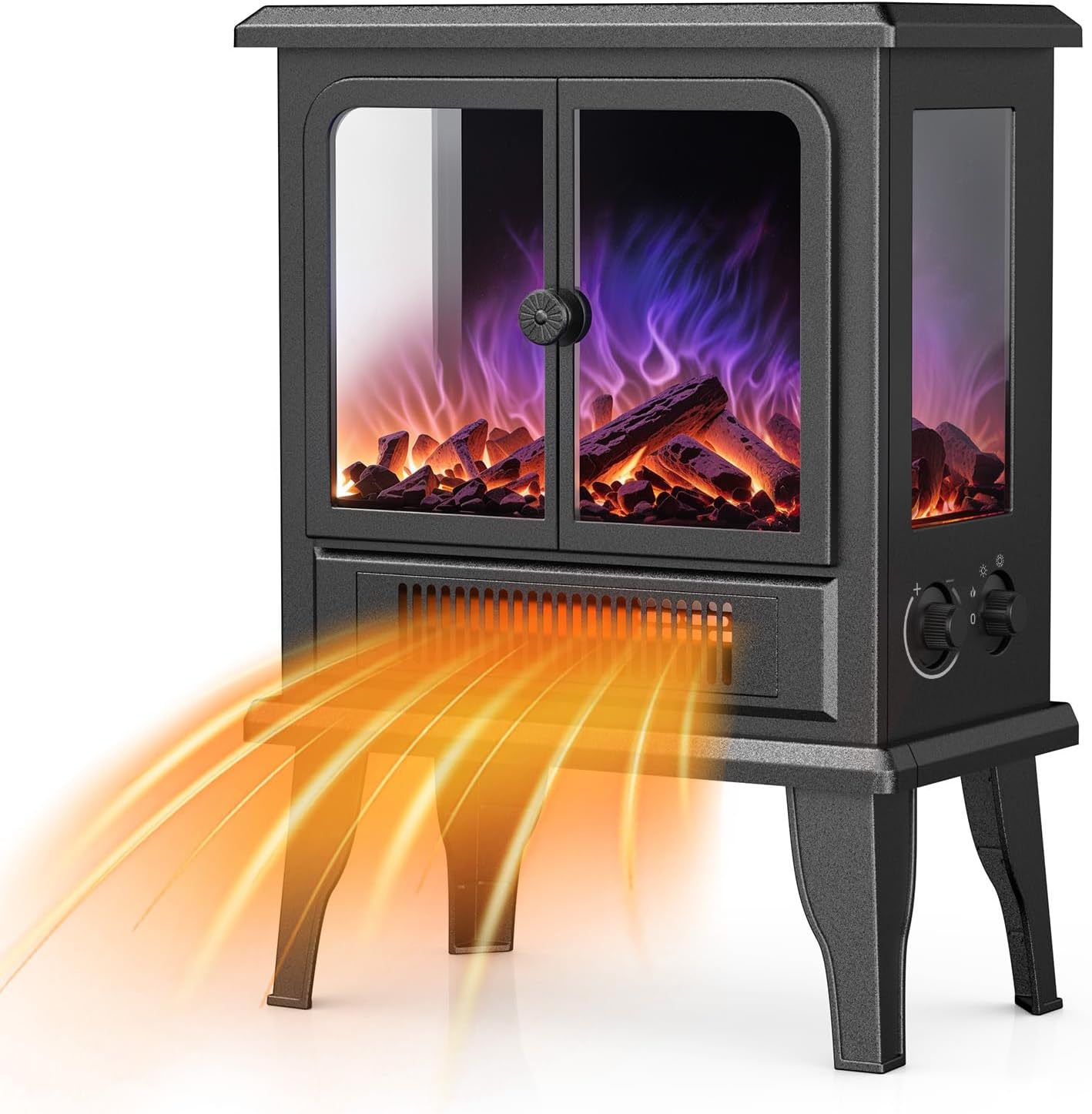 Ecotronic Electric  18.9in FreeStanding Fireplace Heater with 3D Flame, 750W/1500W Indoor Spverheating Protection for Living Room, Bedroom