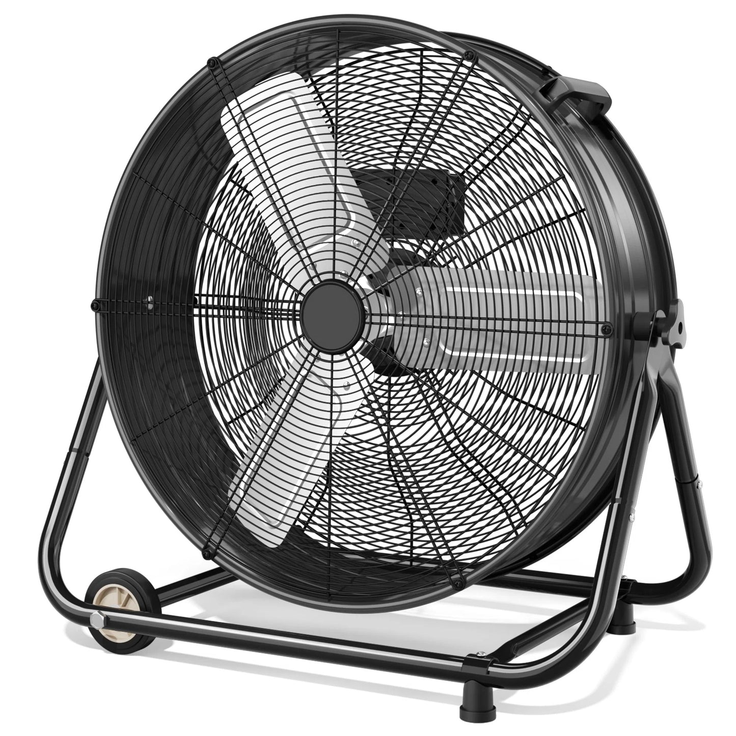 30 inch Industrial Drum Fan, 14000 CFM Heavy Duty Metal Shop Fan with 3 Speeds, 360° Adjustable Tilt, Wheels & Handle, High Velocity Floor Fan for Warehouse, Garage, Workshop, Factory